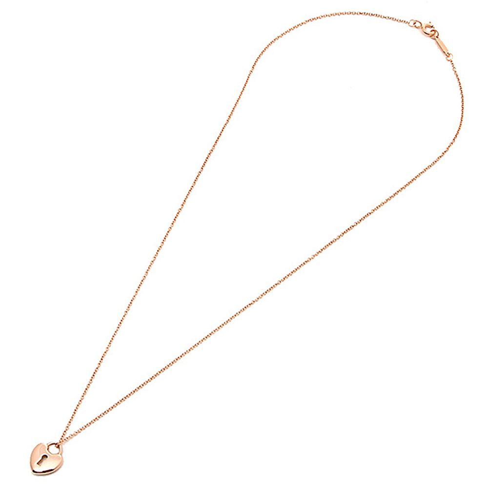 Tiffany & Co. Lock Heart Lock Pendant 18k Rose Gold Mini Necklace